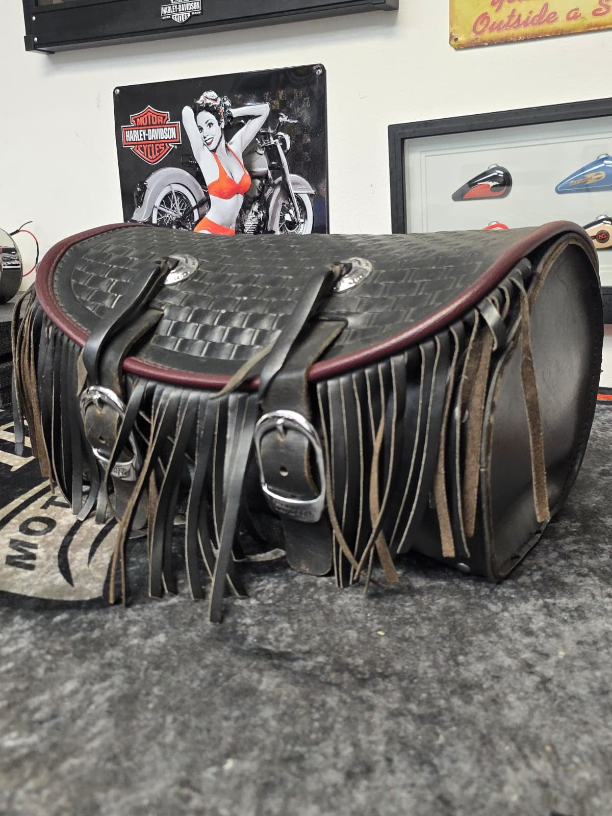 OEM HarleyFLSTS Heritage Springer ANNIVERSARY 95 Leather Luggage Rack Bag BROWN