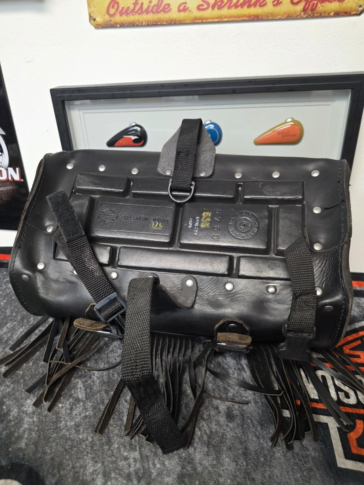 OEM HarleyFLSTS Heritage Springer ANNIVERSARY 95 Leather Luggage Rack Bag BROWN