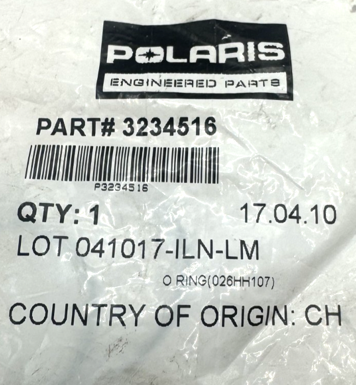 Polaris O-Ring, Genuine OEM - 3234516