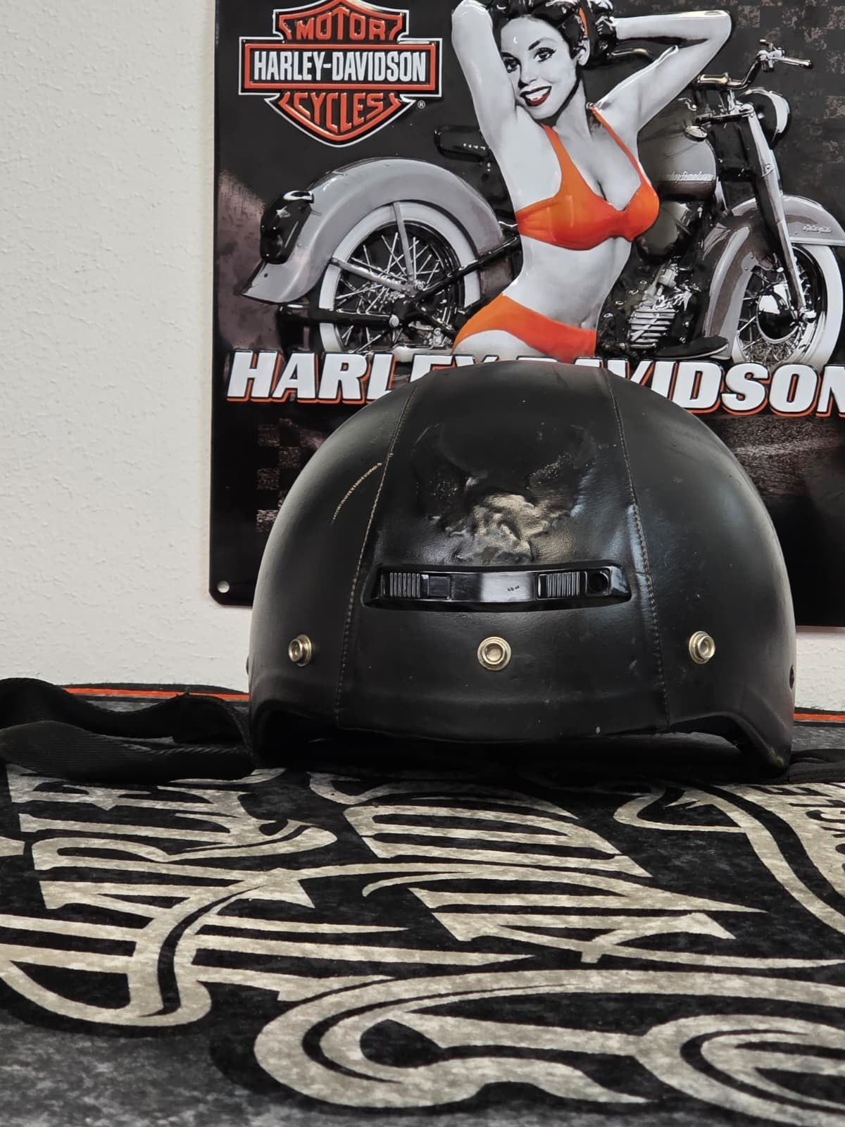 (2) FG2 DOT Leather-Wrapped Eagle Motorcycle Helmets -LARGE