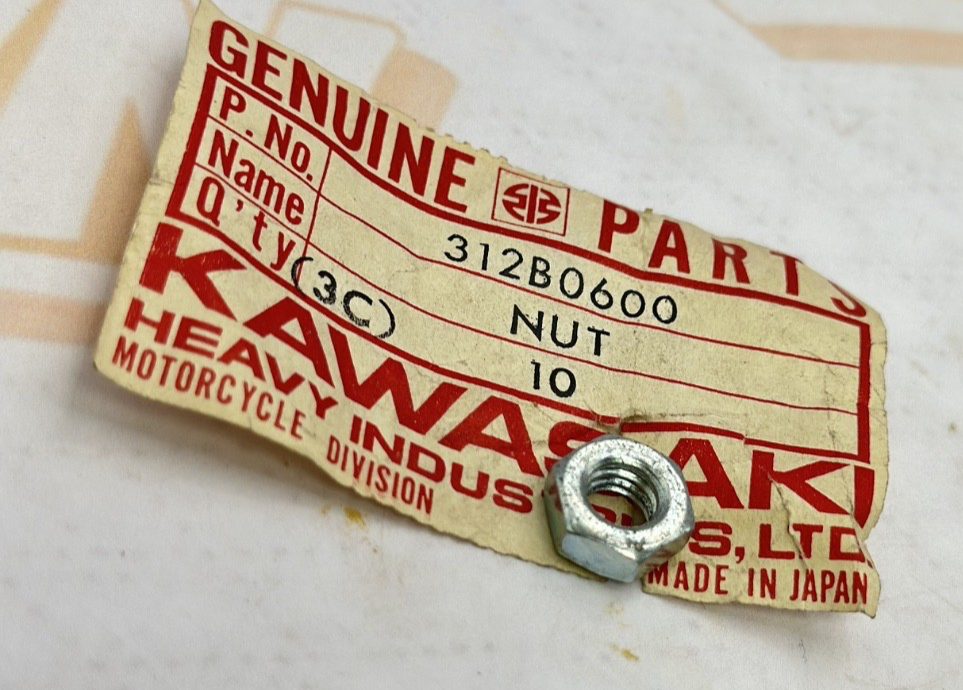 NOS KAWASAKI NUTS 6MM QTY2 312B0600 NEW OEM