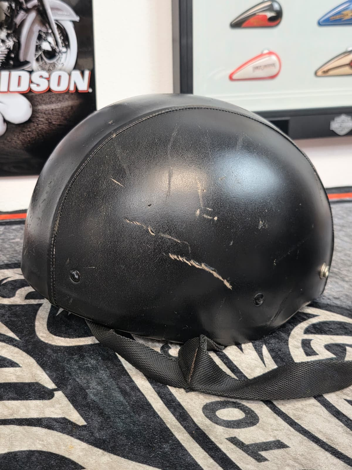 (2) FG2 DOT Leather-Wrapped Eagle Motorcycle Helmets -LARGE