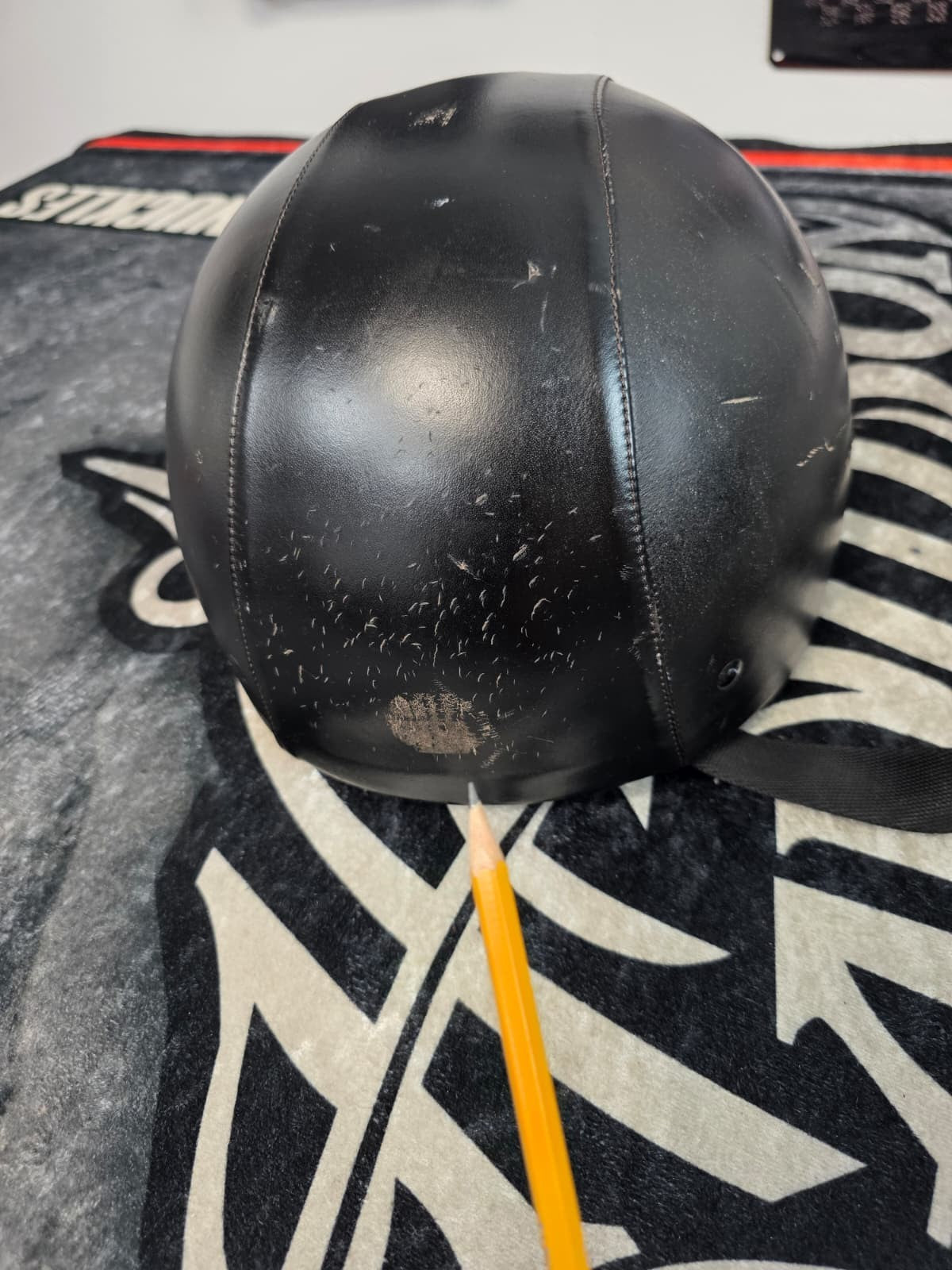 (2) FG2 DOT Leather-Wrapped Eagle Motorcycle Helmets -LARGE