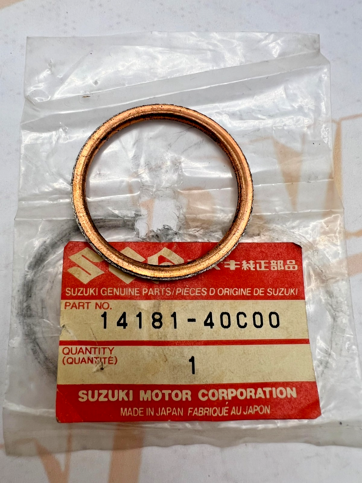 Suzuki NOS Exhaust Head Header Pipe Gasket Seal 14181-40C00 OEM