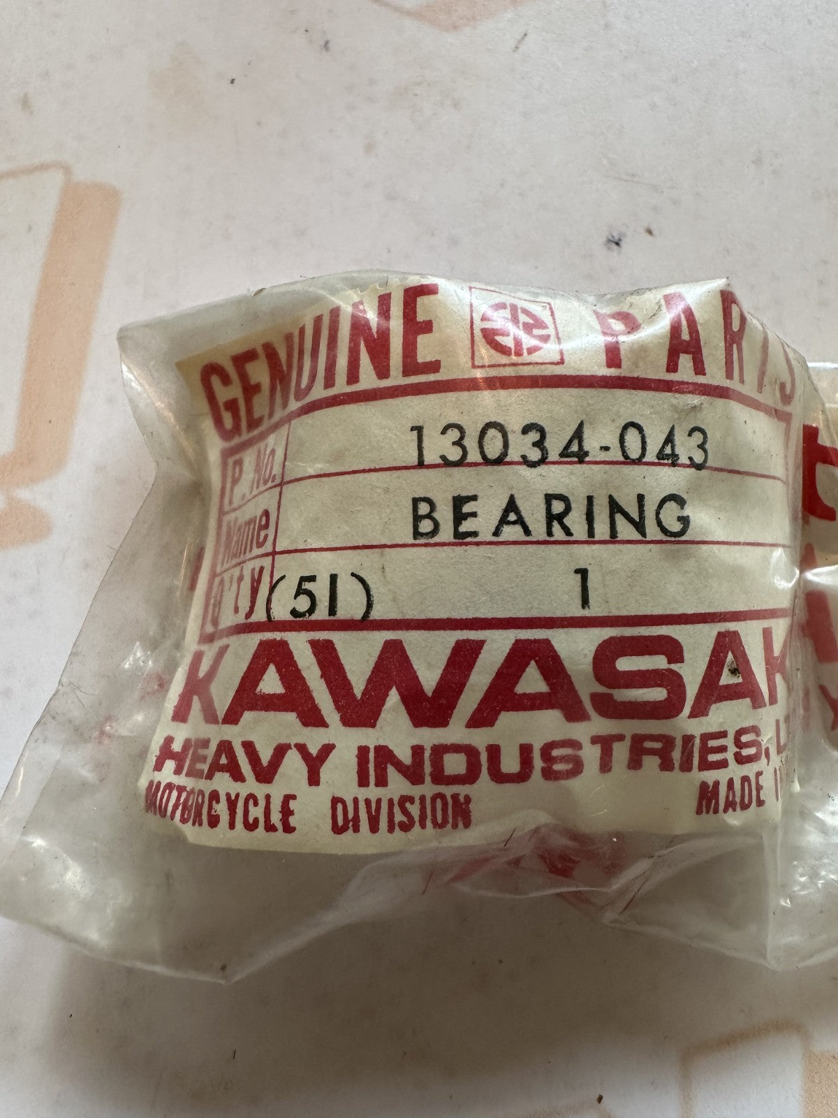 NEW Genuine OEM Kawasaki Metal Bearing 13034-043