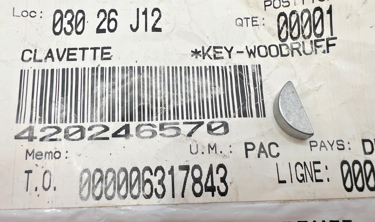 1 NEW OEM SEA-DOO BOMBARDIER GENUINE WOODRUFF KEY FLYWHEEL KEY 4 X 5 420246570