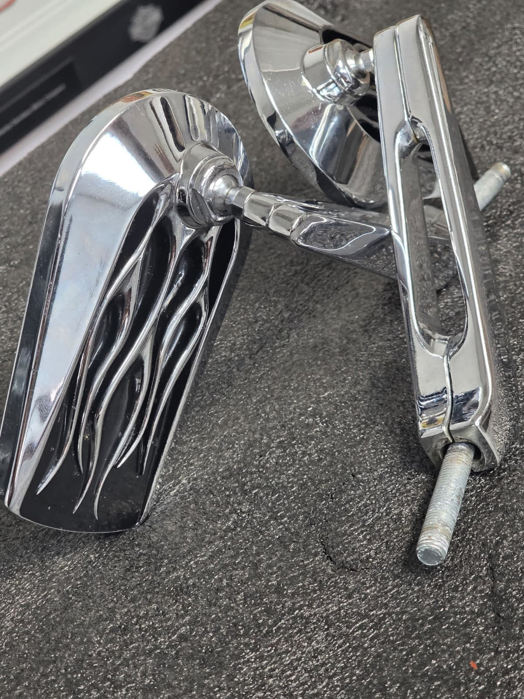 Custom Chrome Rear View Side Flame Mirrors Fits For Harley Touring Sportster XL