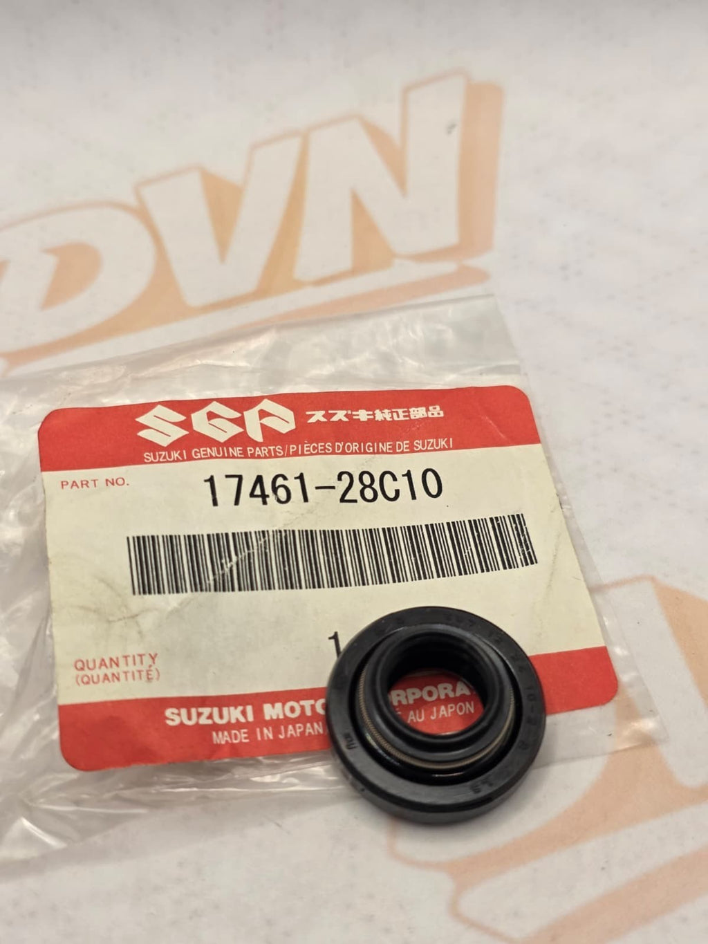 Suzuki RMX 250 Engine Water Pump Seal. NOS, Genuine Suzuki Part 17461-28C10